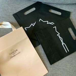 OMEGA and MAC empty gift bags